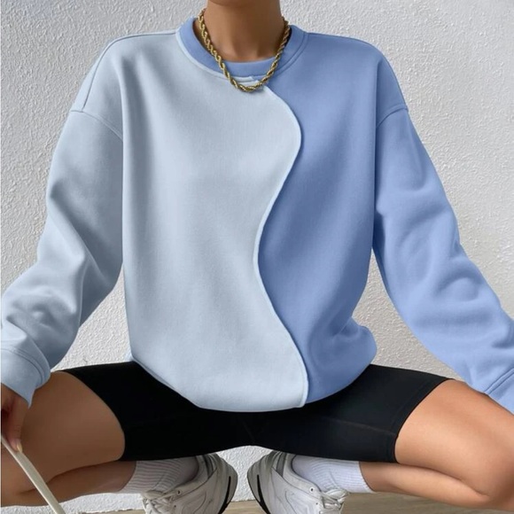 🟥 Two Tone Drop Shoulder Sweatshirt - Picture 1 of 7